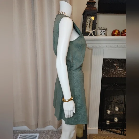 DEREK LAM 10 CROSBY Sleeveless Lace Up Romper in Army 6 - Picture 6 of 11